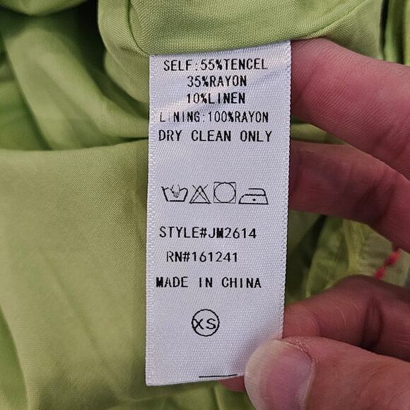 J.Marie Hailey Dress Womens XS Pink Lime Green Embroidered Shift Flutter NEW - Picture 13 of 13